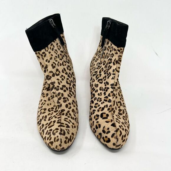 Kate Spade Zip Ankle Boots Women's 6.5 Almond Toe Real Fur Leopard Print - Picture 4 of 10